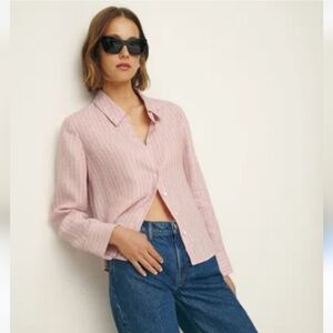Reformation - Sky Relaxed Linen Top In Babygirl Stripe